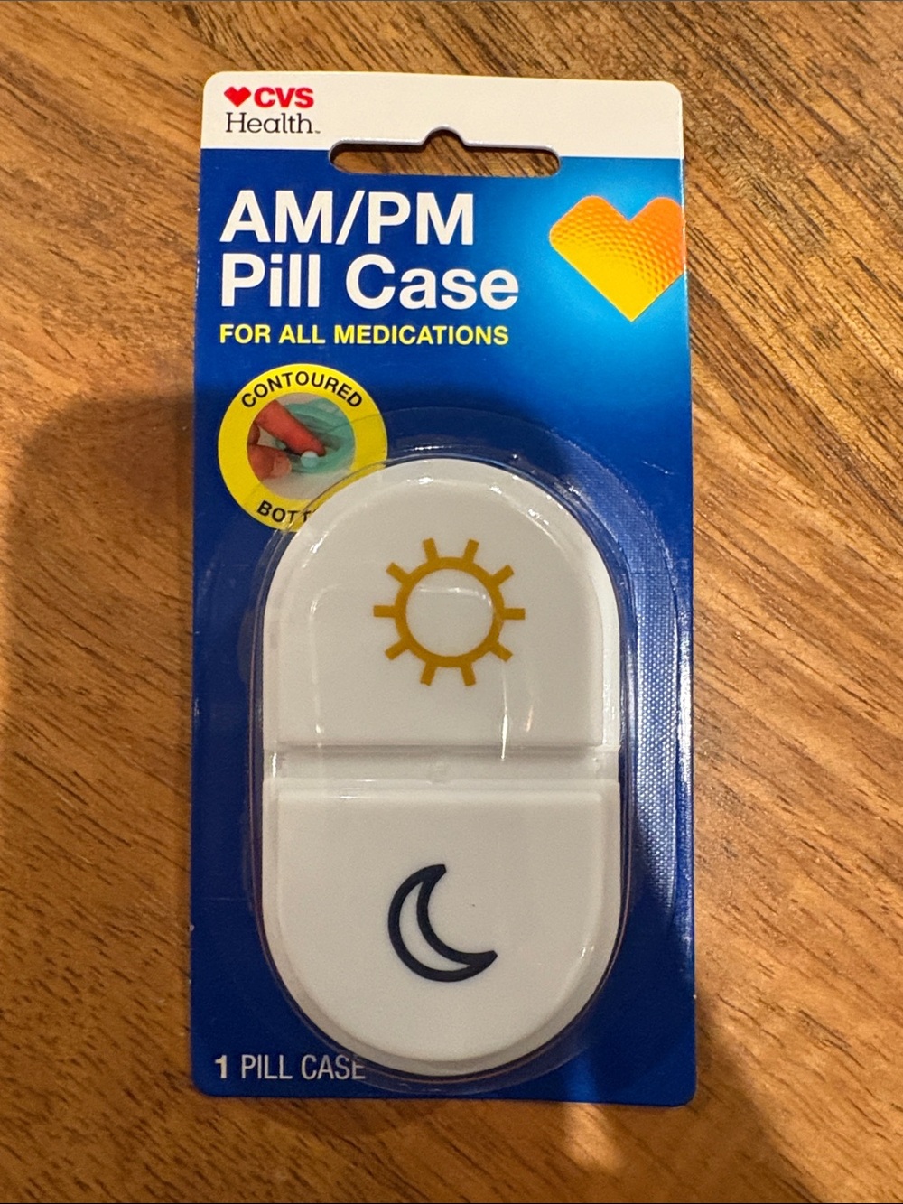 CVS Health White AM/PM Pill Case – Two-Compartment Daily Organizer